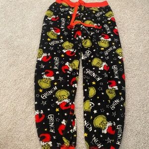 Grinch Fleece Pajama Pants - Black and Red